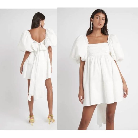 AJE Casabianca Puff Sleeve Cotton Minidress in Ivory 6 US / 10 AU - Picture 15 of 16